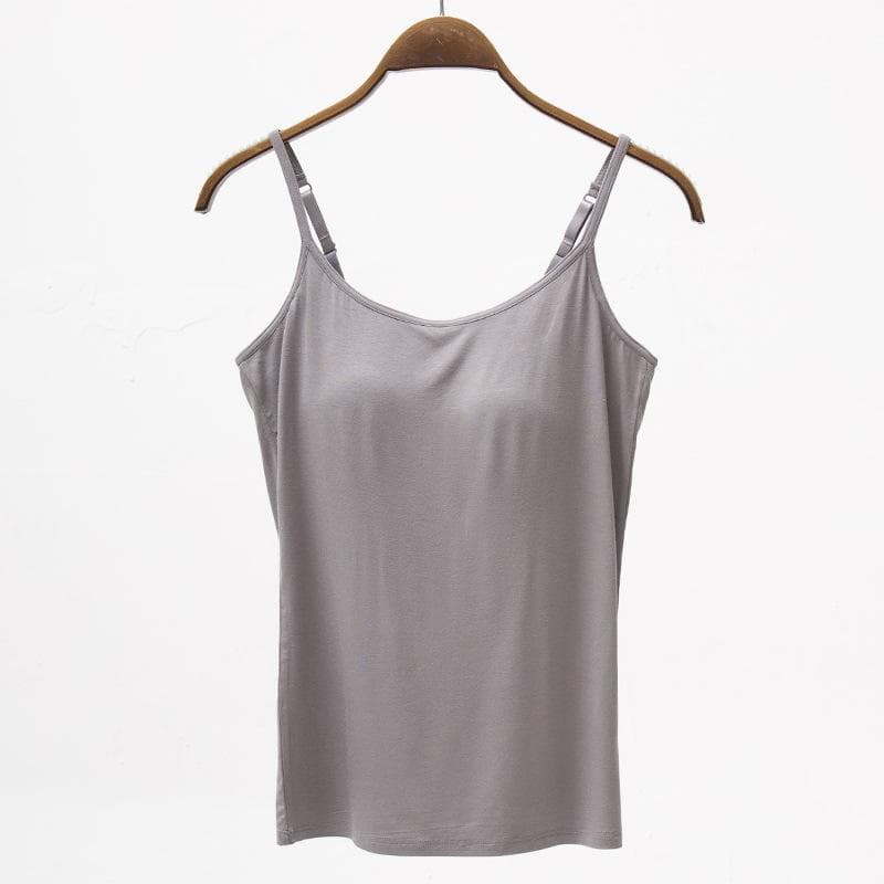 YYFS Women's Fashion Summer Spring Casual Solid Color Print Sleeveless Sexy Slim Camis & Tank Tops XXXL dark gray