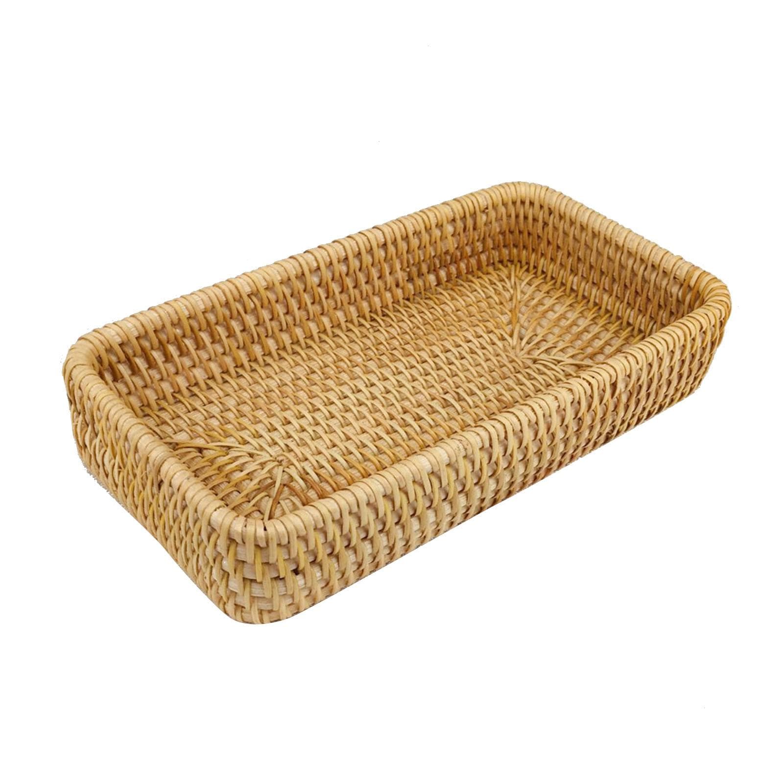 Rattan Tray Tabletop Organization Hand Woven Snack Storage Basket Multifunctional Serving Tray L