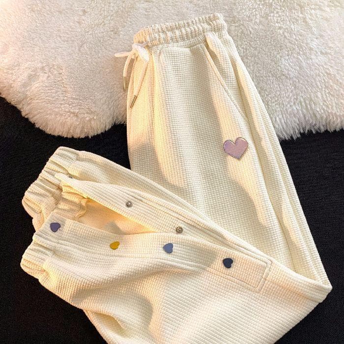 Waffle Pants for Women's Spring and Summer Thin Design Niche Casual Sports Feet Pants XXL
