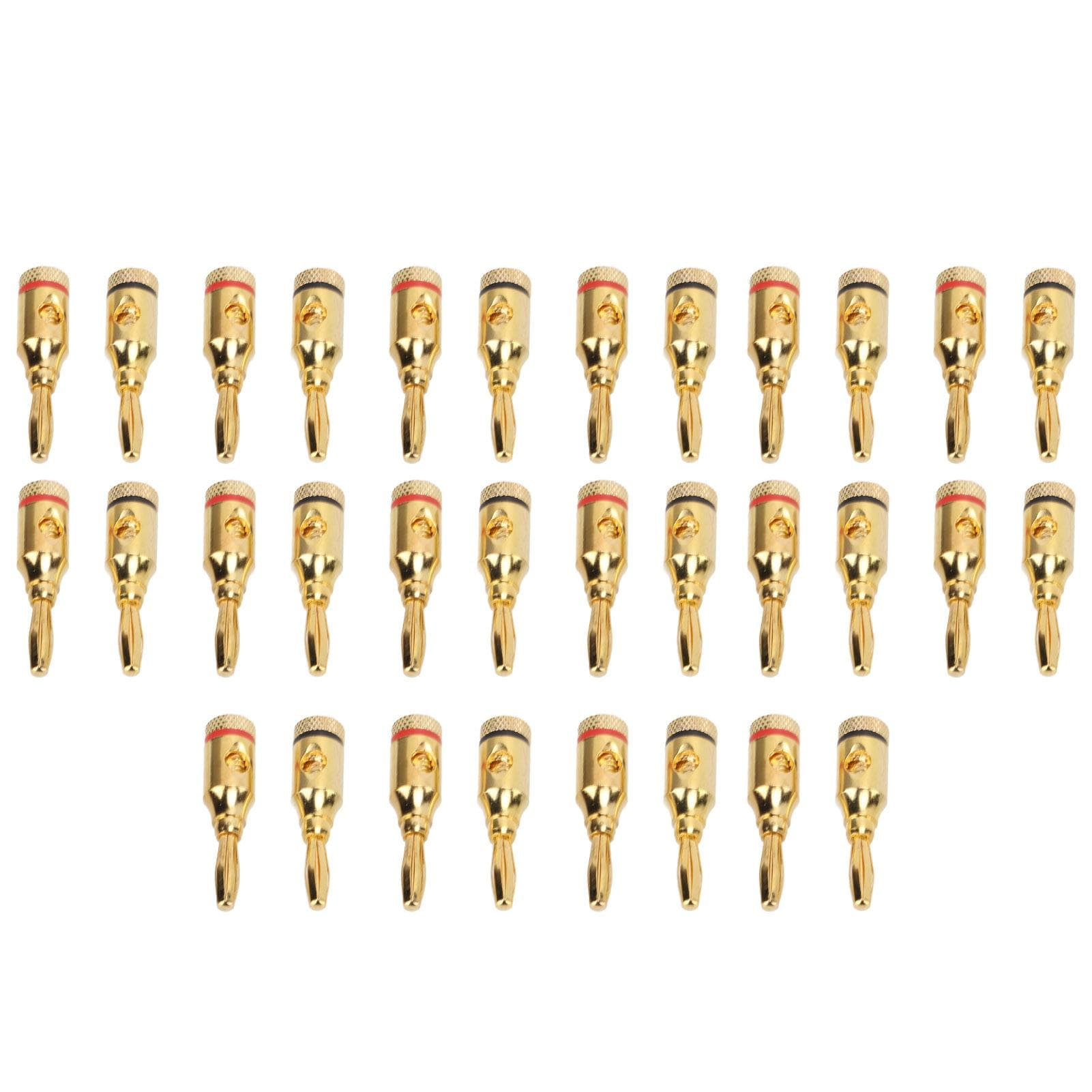 32pcs Speaker Banana Plugs Gold Plated Aluminum Alloy Open Screw Type Universal for 12 to 18 AWG