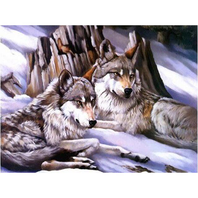 DIY 5D Diamond Painting Wolf Animal Mosaic Kit Cross Stitch Diamond Embroidery Full Drill Round 30X40CM grey
