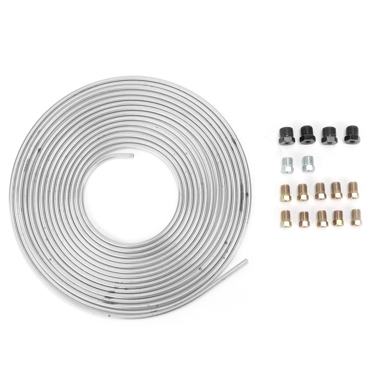 25ft Brake Line Tubing Copper Nickel Plated 316in OD with Fittings for Hydraulic Braking Fuel silver