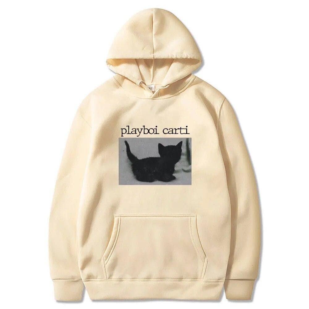 2024 Cartoon Playboi Carti Oversized Hip Hop Hoodie Cute Cat Print Hoodies Harajuku Sweatshirt Regular Mens Tops Men Streetwear S khaki