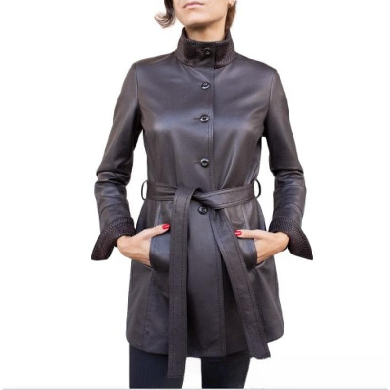 Autumn and Winter Long Leather Jacket Leather Windbreaker Coat Women Stand Collar 5XL black