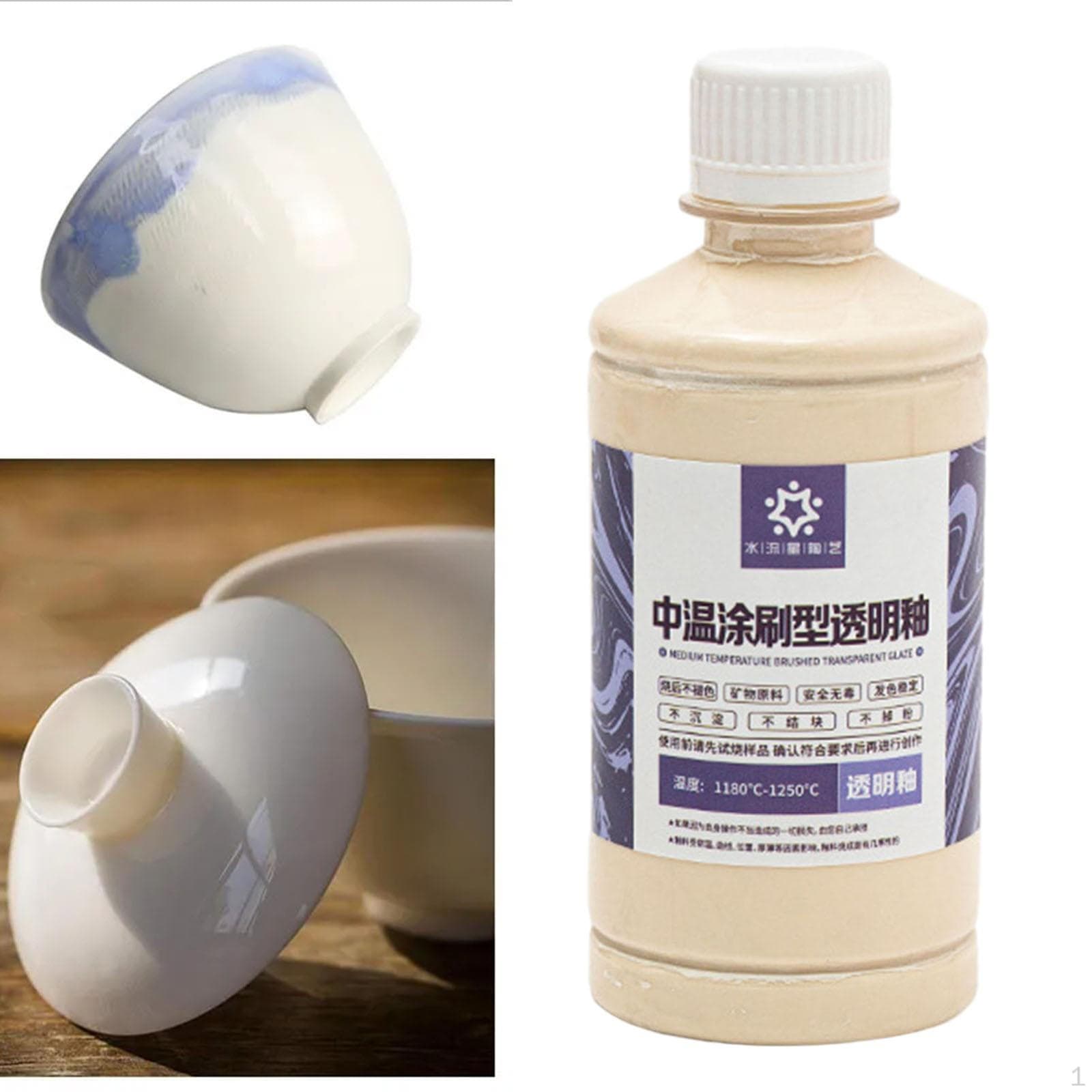 Porcelain Glaze Ceramic 300ml Medium Temperature Fine Transparent Pottery for