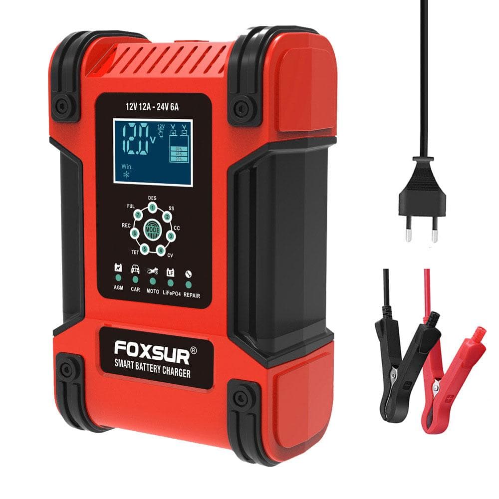 Car Battery Chargers 12V/12A 24V/6A Full Automatic Smart Battery Chargers Maintainer Portable EU Plug