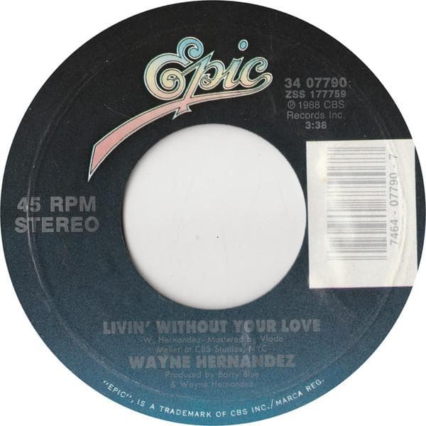 7inch Record WAYNE HERNANDEZ - Livin' Without Your Love 3407790 Epic 1988 US Soul/Funk Used