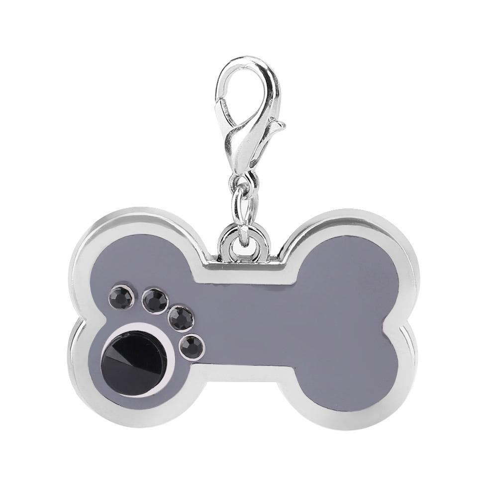 Alloy Pet ID Tag Dog Cat Animal Name Identification Pendant Bone Shape (Grey) Gray
