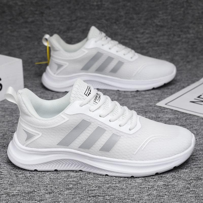 Mesh Casual Men's Shoes Light Breathable All Fashion Student Running Travel Shoes Outdoor Sports Small White Shoes 43 white