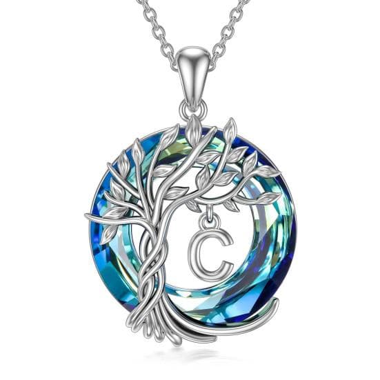 Chic Electroplating High Gloss Fashion Jewelry A-Z Pendant Tree of Life Women Necklace for Party Lady C