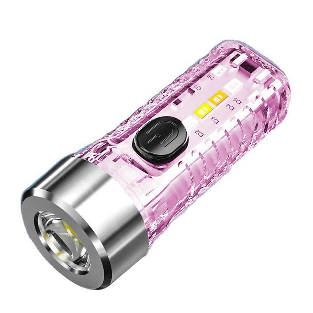 Mini Multifunction High Brightness Keychain Flashlight Outdoor and Homeuse Multimodes Portable pink