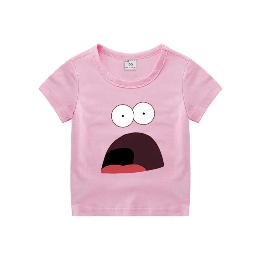 SpongeBobs SquarePants Children Clothing Anime Summer Short Sleeve Cute Patrick Star Clothes Cotton T-shirt Cartoon Kids Tops 150