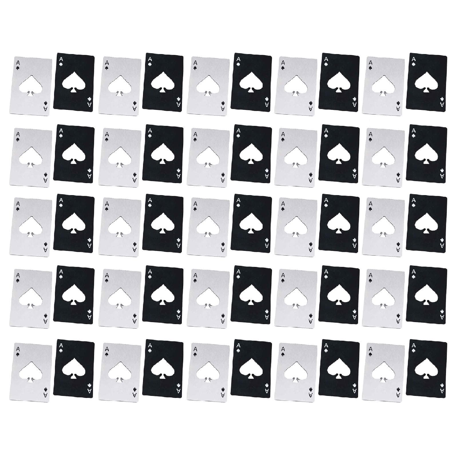 50Pcs Playing Card Bottle Opener Stainless Steel Portable Poker Card Bottle Opener for Kitchen Bar