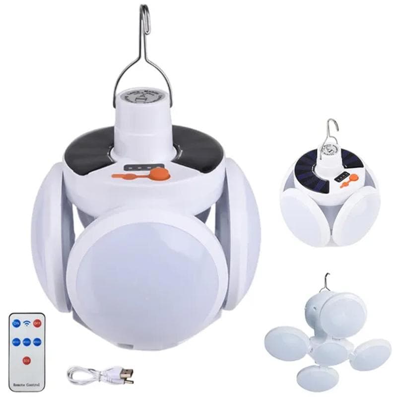 Solar outdoor four page foldable bulb light USB charging floodlight outdoor street light searchlight tent light with remote control With RC