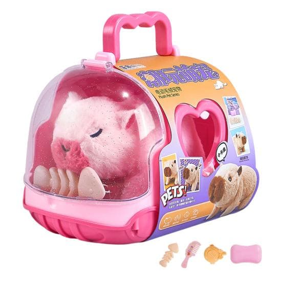 Electric Plush Capybara Toy Interactive Simulation Sound Walking Animal Toy Toddlers Boys Girls Educational Baby Tummy Time Crawling Animal Toy Battery pink
