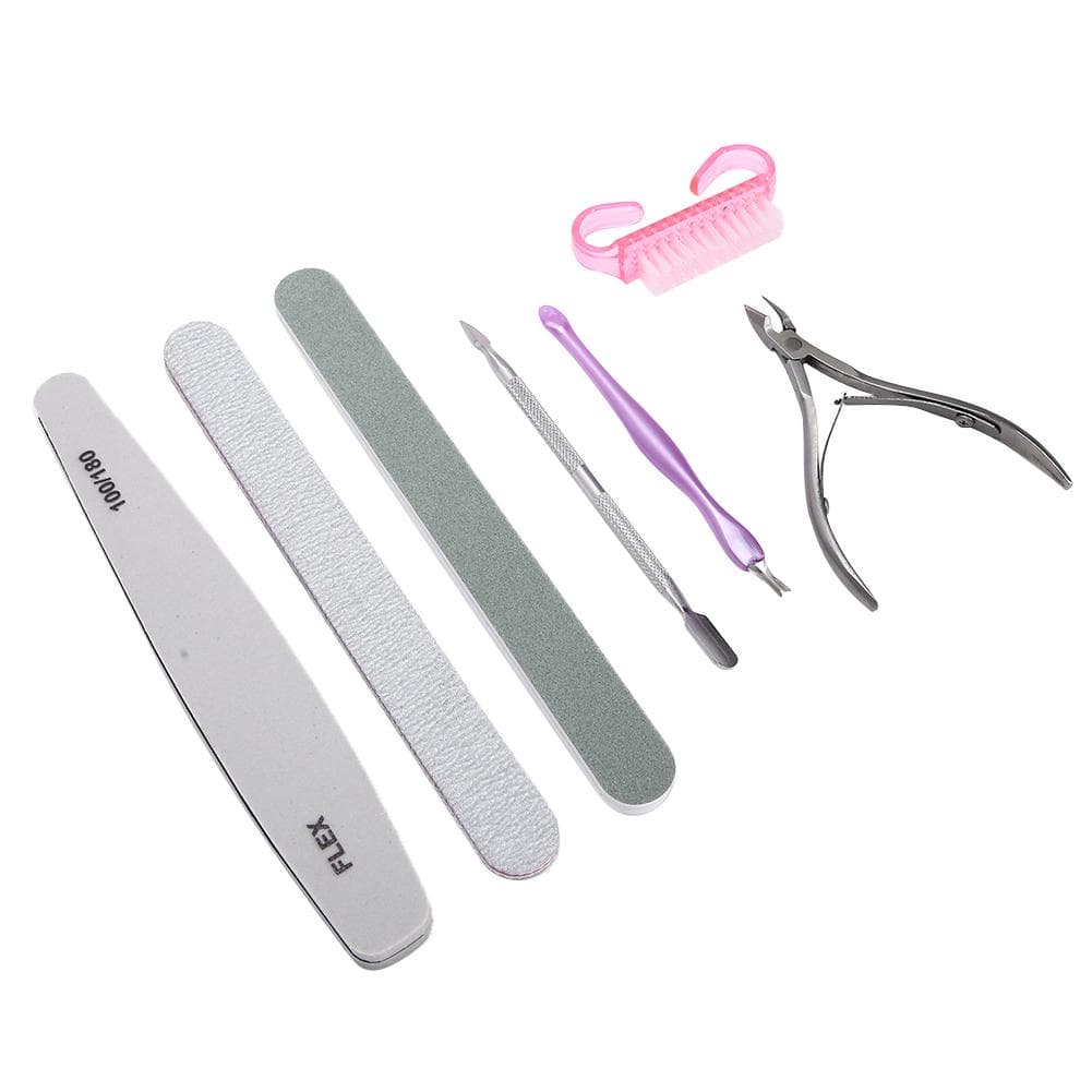 7pcs Nail File Cuticle Nippers Steel Pusher Dead Skin Removal Manicure Tool Set