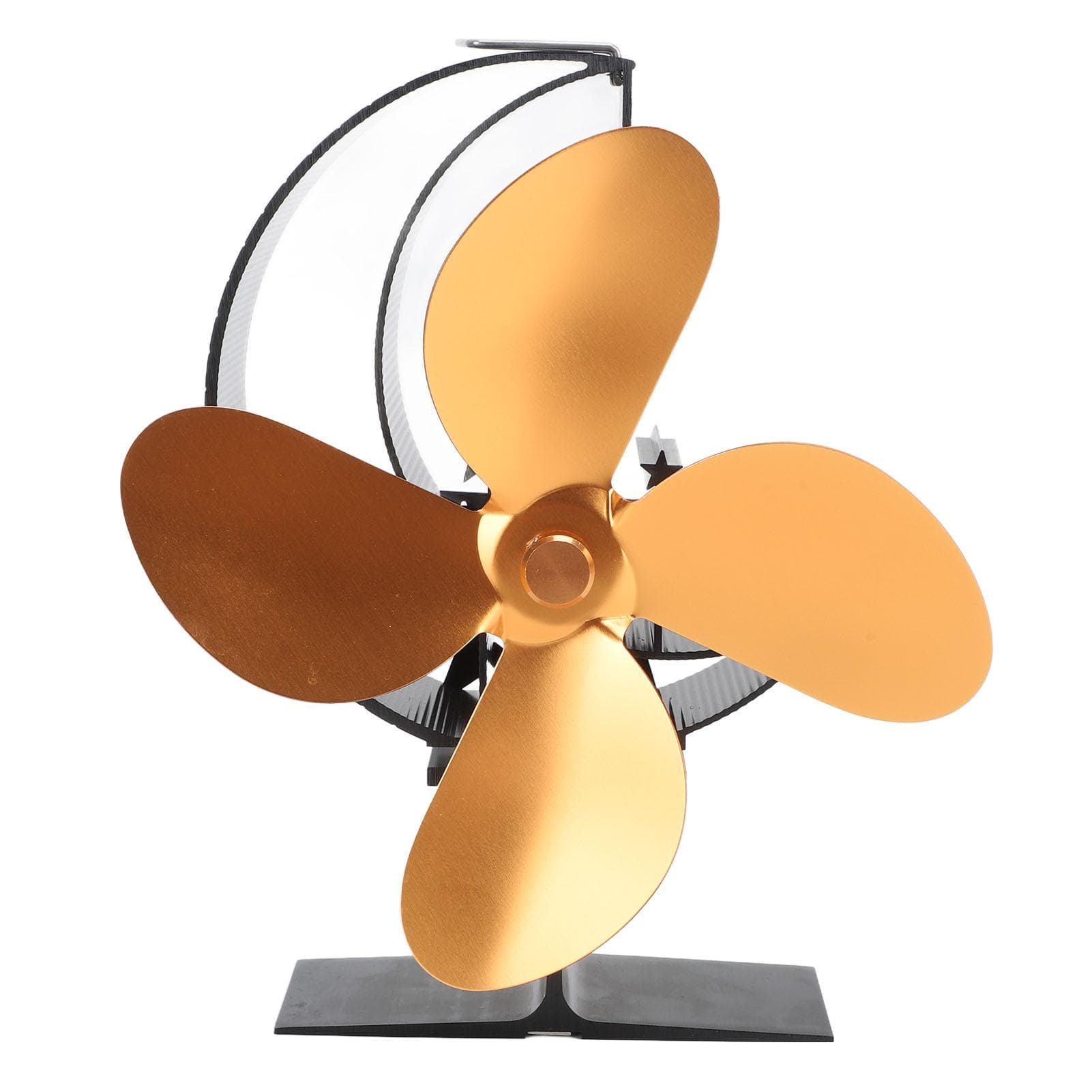Wood Stove Fan 4 Blades Fireplace Fan Heat Powered Fast Warm Circulation Moon Star Pattern Termal gold