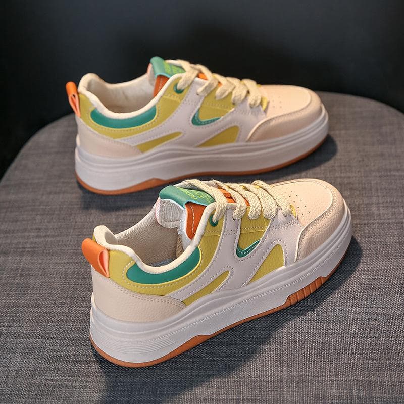 Korean Version of Small White Shoes Women's  Spring New All-match Casual Women's Student Skate Shoes Women's Thick-soled Platform Shoes 40 green