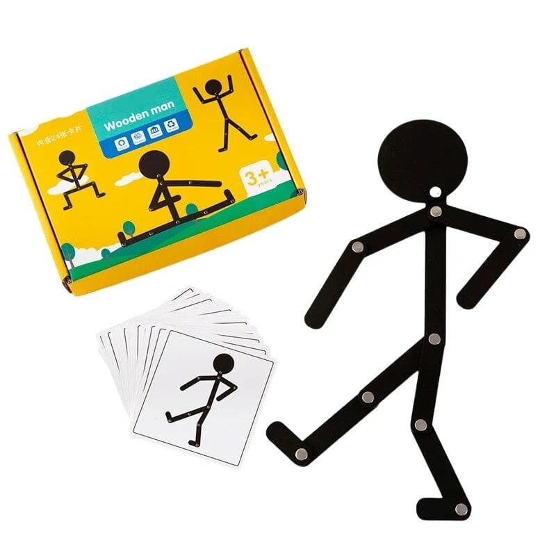 Kids Montessori Educational Wooden Stick Men Puzzle Game Kids Hand Skill Fine Motor Training Assemble Toys For Baby Imagination