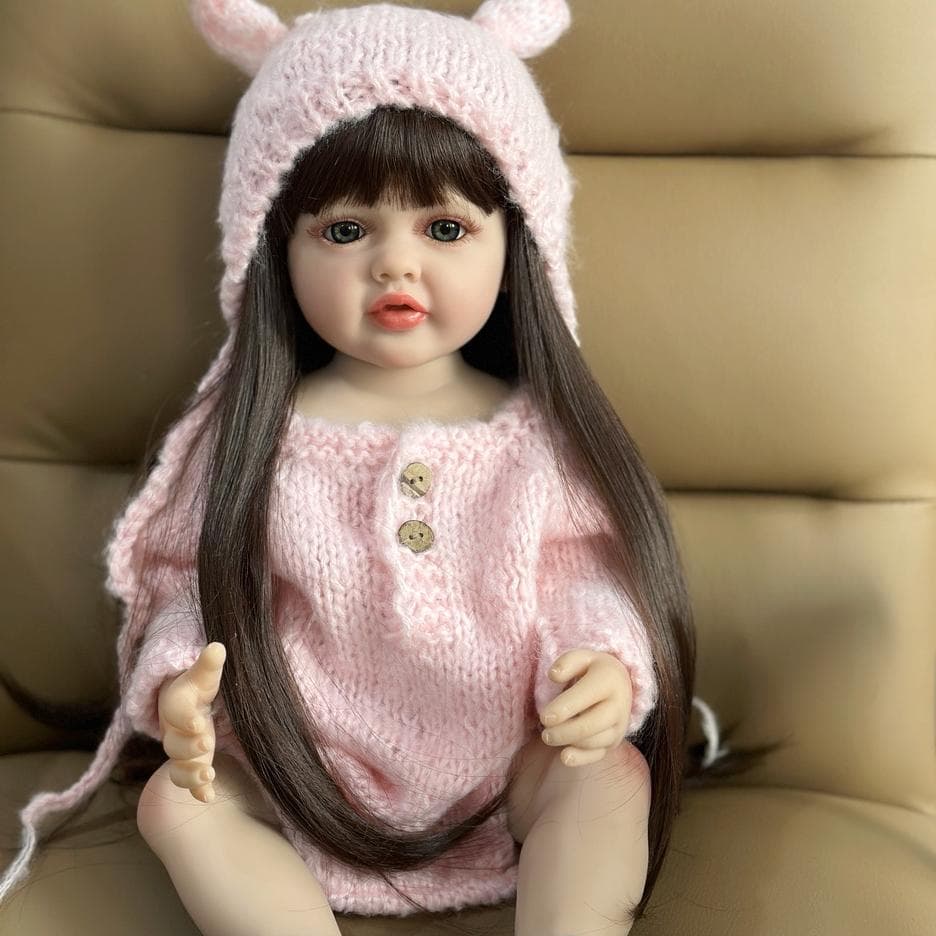 BZDOLL 55 CM Full Silicone Body Lifelike Reborn Baby Girl 22 Inch Doll Toy Realistic Princess Toddler Bebe Gift
