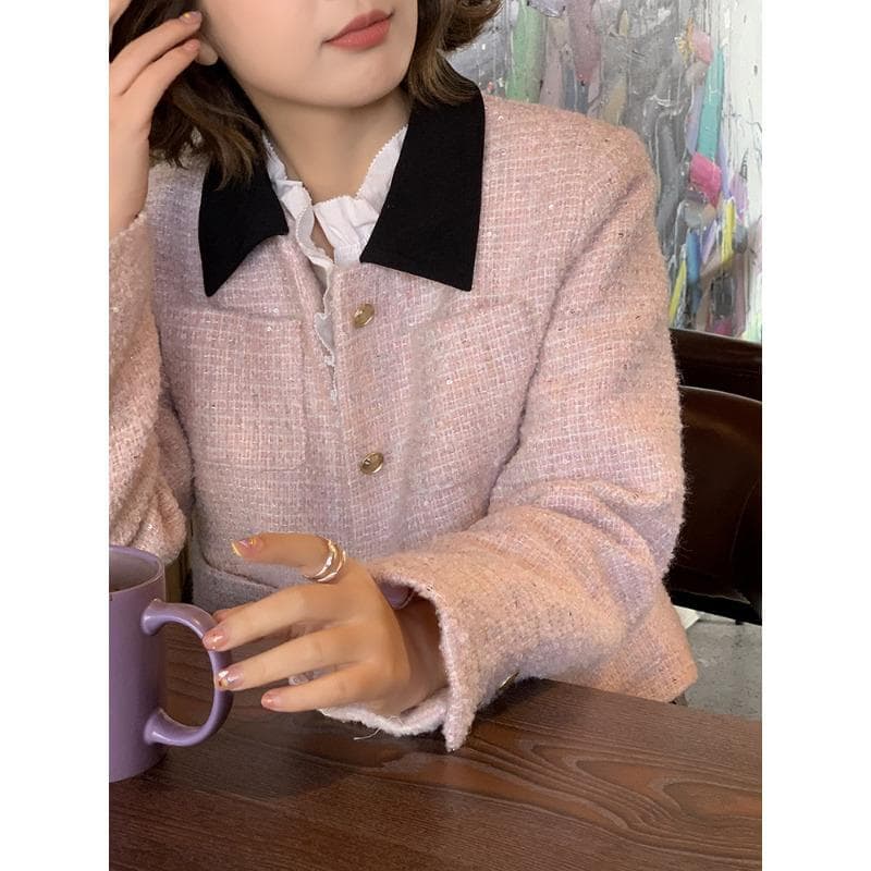 Off-white Foreign-style Small Fragrant Coat for Women's Spring and Autumn New Short Models XL