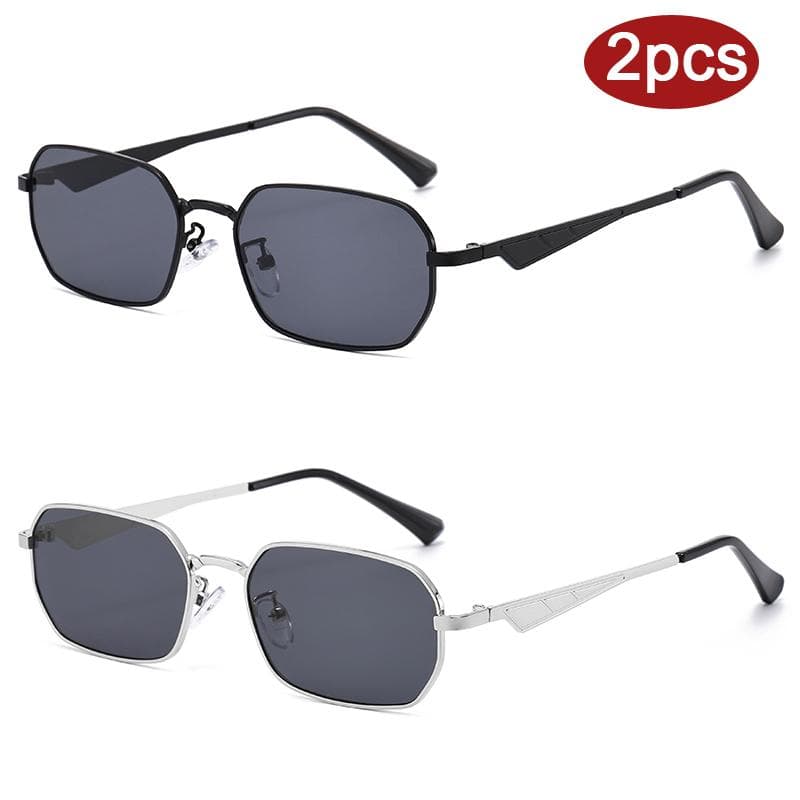 1 2pcs Fashion Metal Square Sunglasses Men Women UV400 Vintage Color Lens Outdoor Casual Brand Unique Legs Sun Glasses