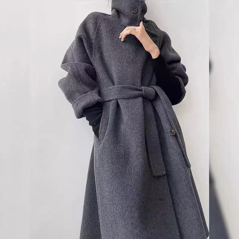 New Style Stand-up Collar Side Button Design Loose Double-sided Woolen Cashmere Coat New Winter Thickened Woolen Coat S