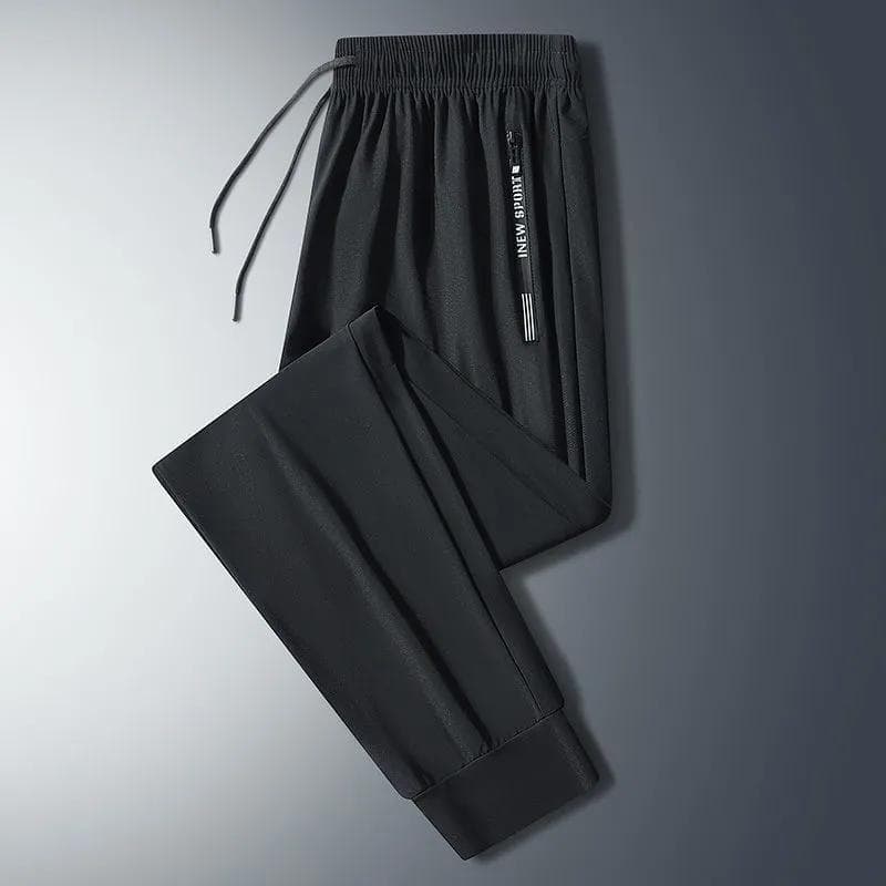 Men Summer Black Quick Dry Zip Pocket Jogger Pants Leisure 8XL black