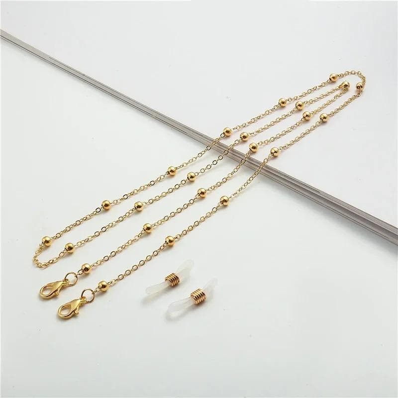 Fashion Glasses Beaded Glasses Chain for Women Summer Beads Hangs Mask Strap Handmade Necklace Sunglasses Lanyard one size gold