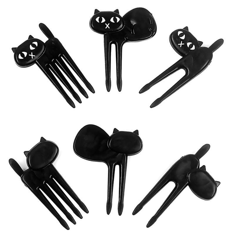 6Pcs Household Small Animal Fork Fruit Picks Cute Cartoon Cat Children Fork Bento Lunch Box Decor Accessories Supplies Tools 6pcs