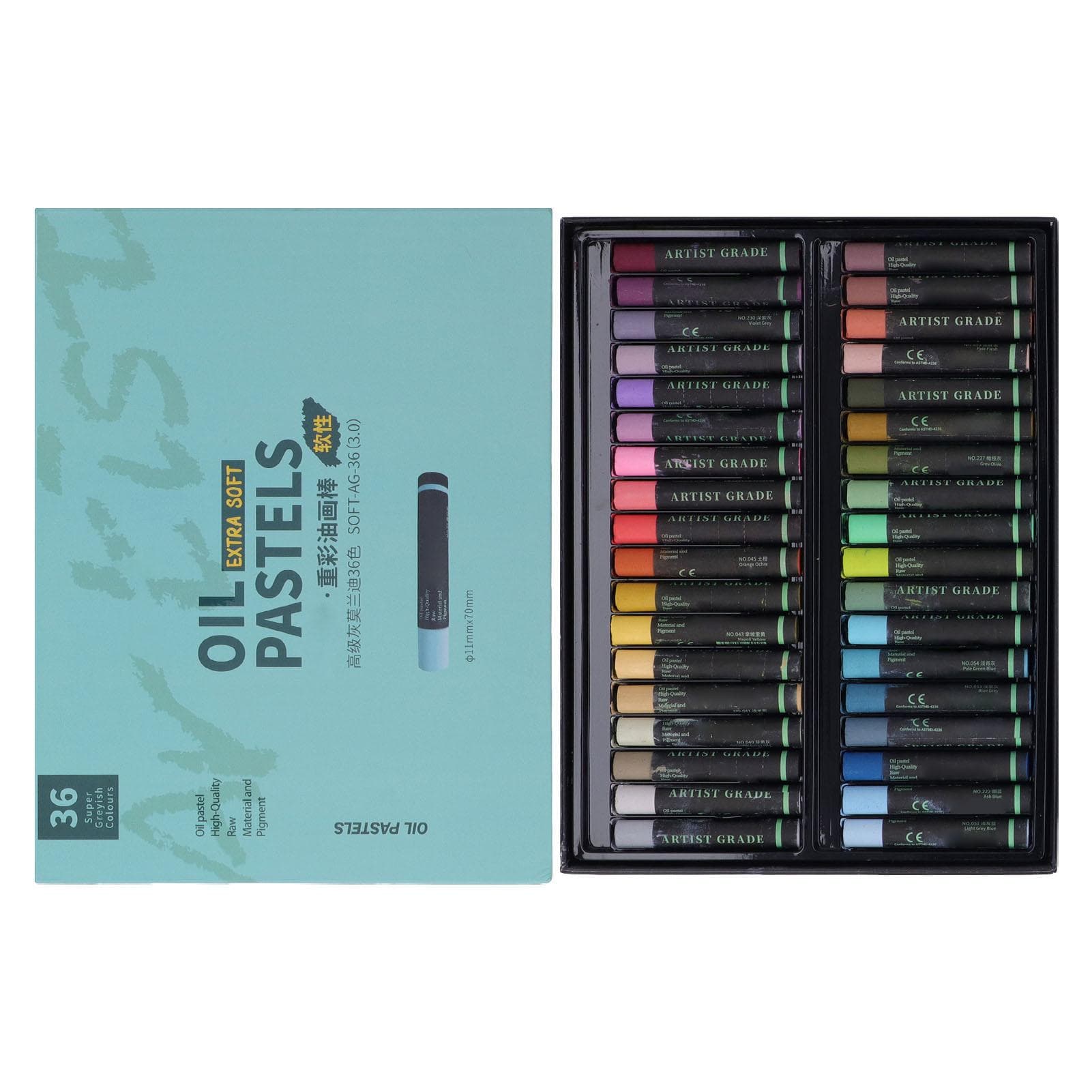 36 Colors Soft Oil Pastels Advanced Grey Heavy Color Thick Delicate Texture Strong Adhesion