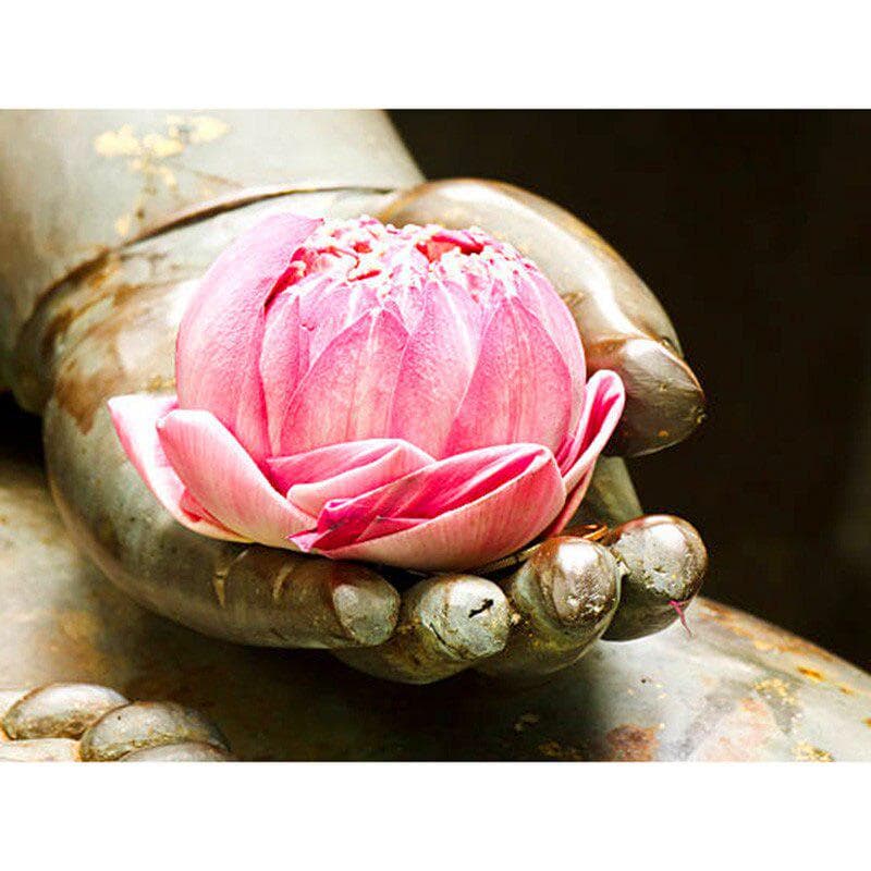 Full Round Drill 5D DIY Diamond Embroidery Lotus Hands Diamond Painting Cross Stitch Rhinestone 20X30CM