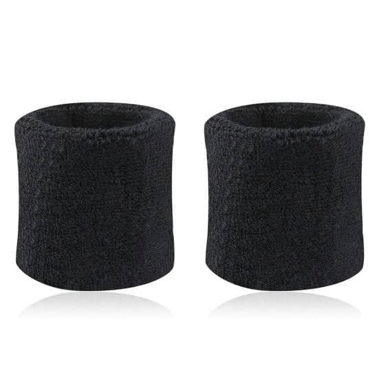 2Pcs Cotton Wristbands Wrist Band Bands Sweatbands Sweat Band for Sport Tennis black