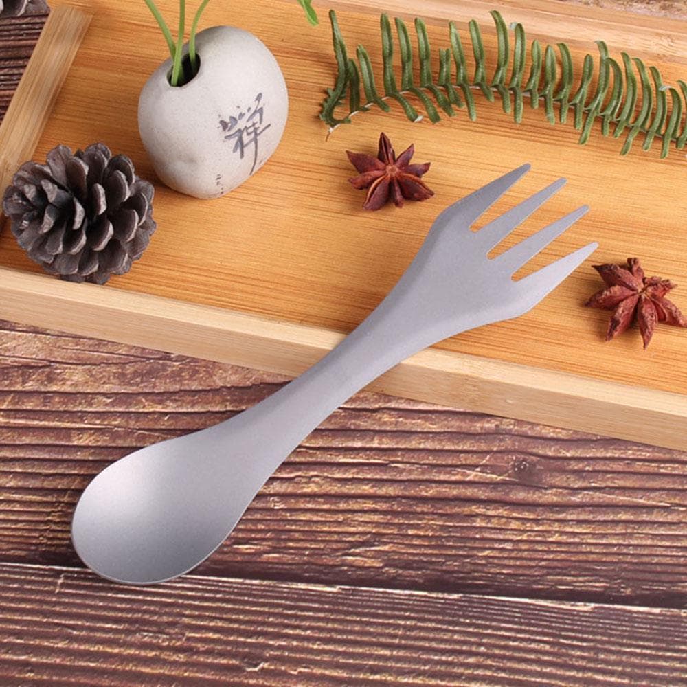 2-IN-1 Spork Titanium Spoon Fork Picnic Traveling Camping Tableware