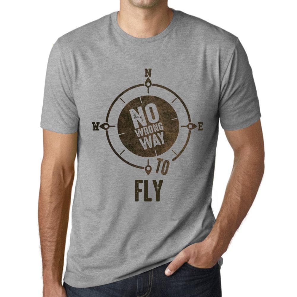 Men’s Vintage Tee Shirt Graphic T Shirt No Wrong Way Fly Grey Marl XS heather grey