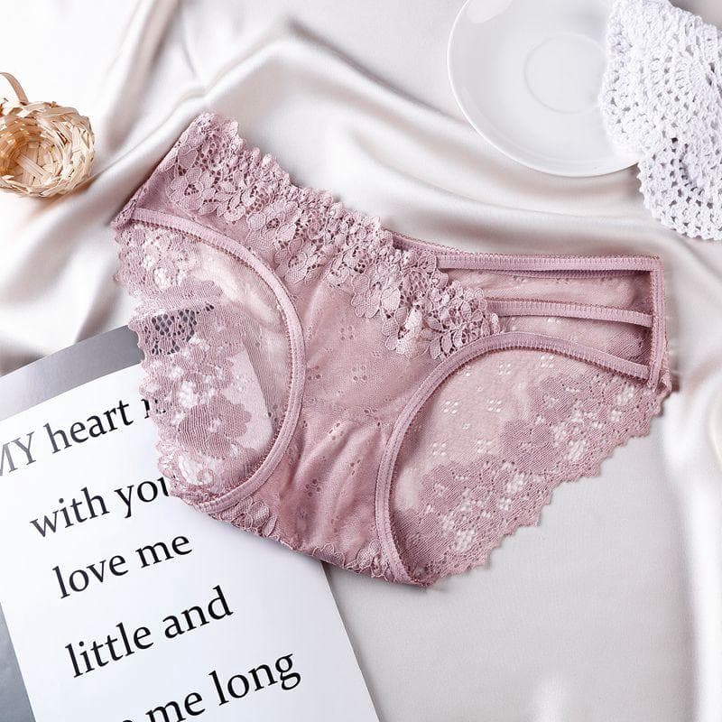 Women Panties Floral Lace Charming Briefs Lingerie Underwear Women Beauty Hip Pants Bragas Tanga M pink