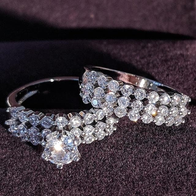 925 Sterling Silver Luxury Bold Big Wedding Rings Set for Bridal Women Engagement African Finger Christmas Gift Jewelry R4428 8