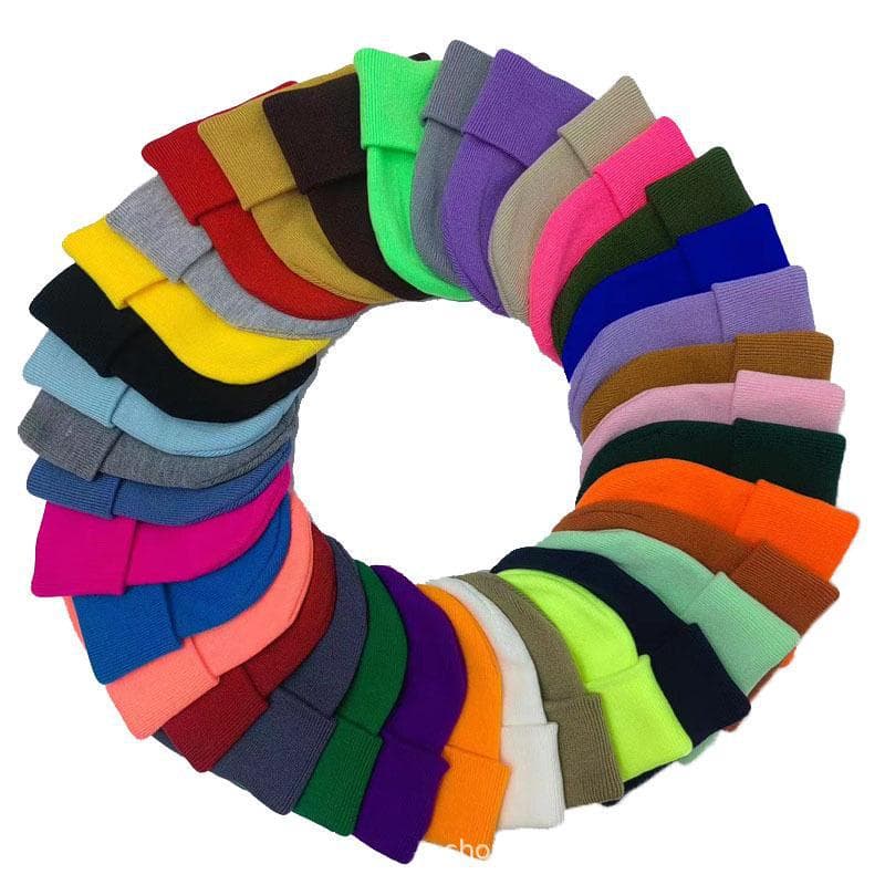 Autumn & Winter Cozy Knit Wool Hats - Solid Colors One Size