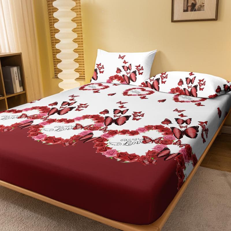 1 Simple Modern Butterfly Printed Matte Fitted Sheet, Bedroom Printed Bed Cover, Bedding (Excluding Pillowcases) 71x132cm