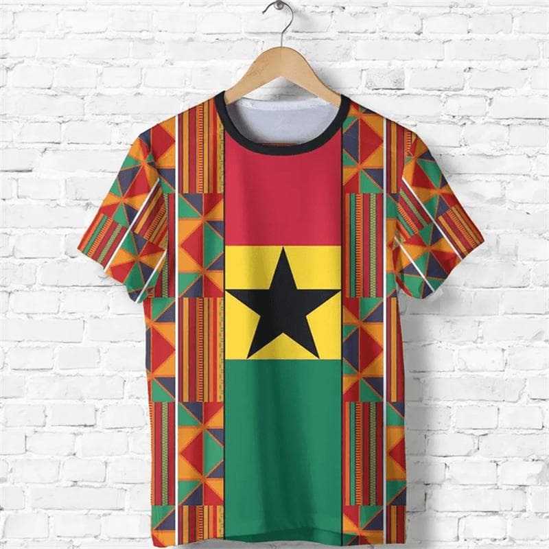 3D Ghana Nationa IndependenceDay Printed T Shirt The Republic-of Ghana Emblem Flag Graphic Tee-shirts For Men Mens Clothing Tops 5XL