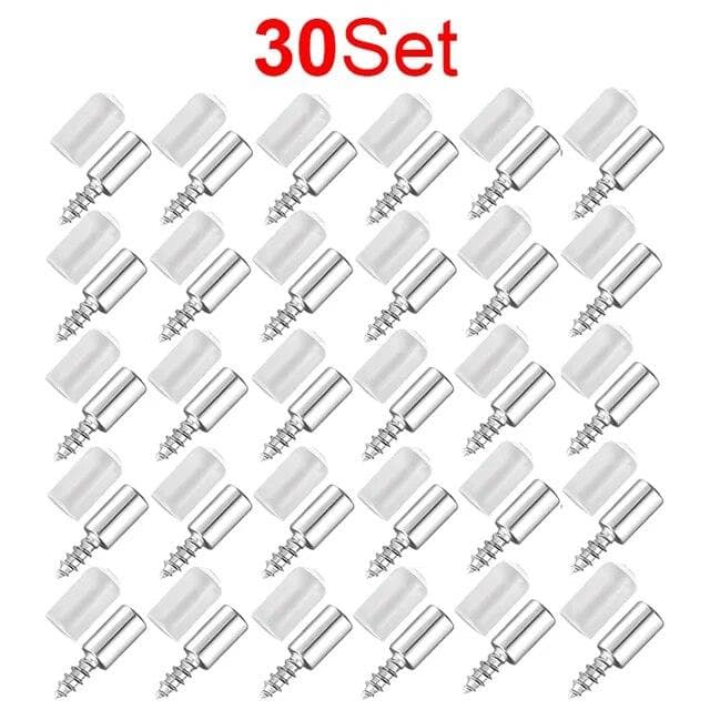 50/4Set Cross Self-tapping Screw with Rubber Sleeve Laminate Support Home Wardrobe Cabinet Glass Hard Nonslip Partition Nails 30 Set