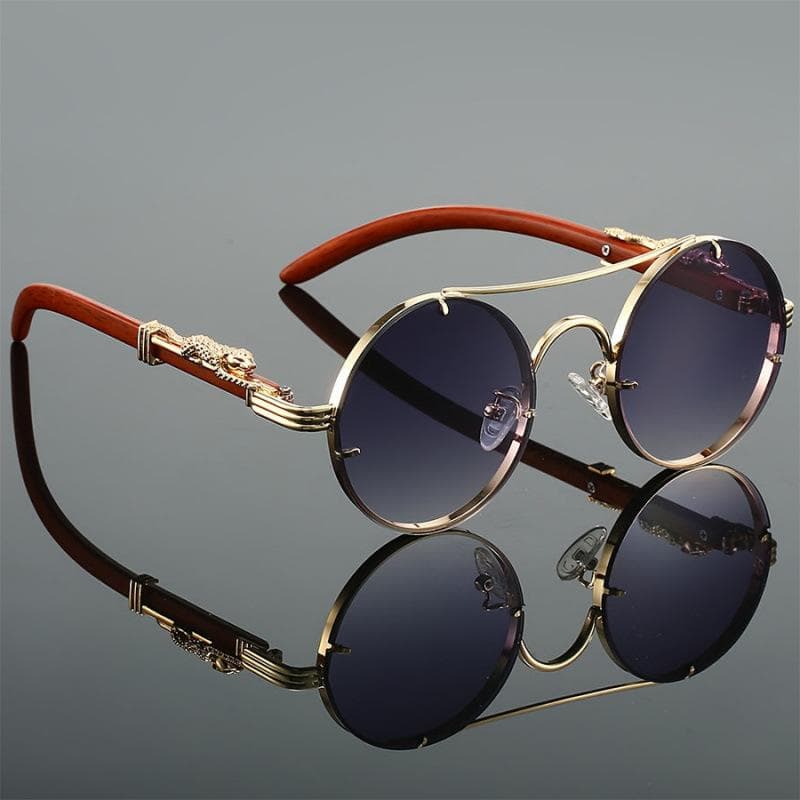 New Retro Imitation Wood Grain Sunglasses Men Women Fashion Trend UV Protection Oval Sun Glasses 1PC