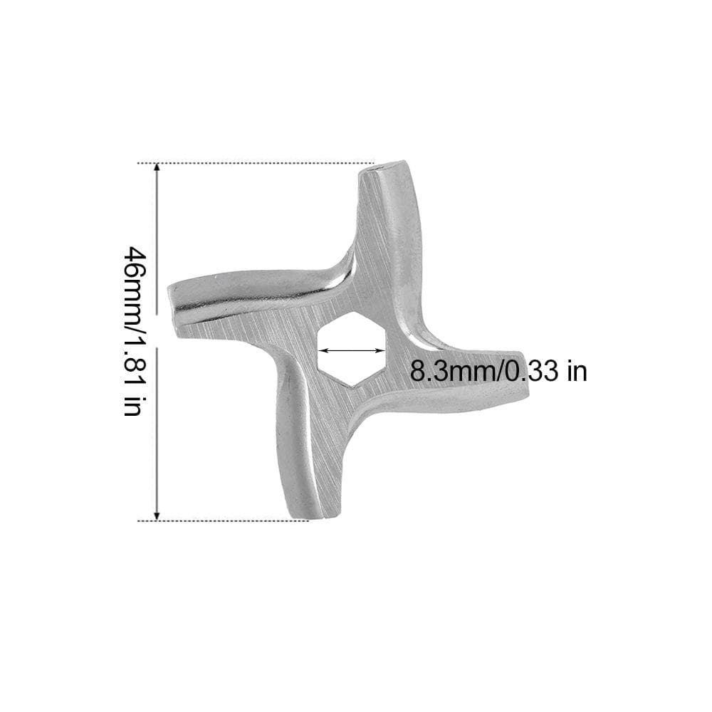 Stainless Steel Meat Grinder Accessories: Knife, Blade, Hole Plate, Sausage Stuffer, and Grinder Rod. Stainless Steel 420