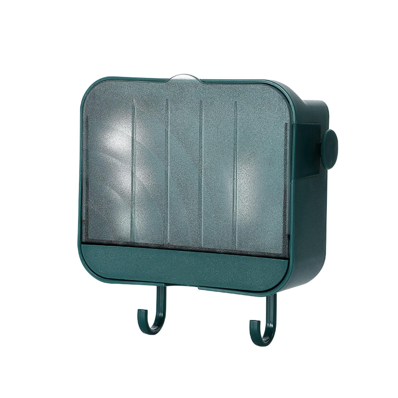 Soap Holder Punch Free Wall Mounted Durable PP Double Layer Double Hook Design Soap Storage Box for green