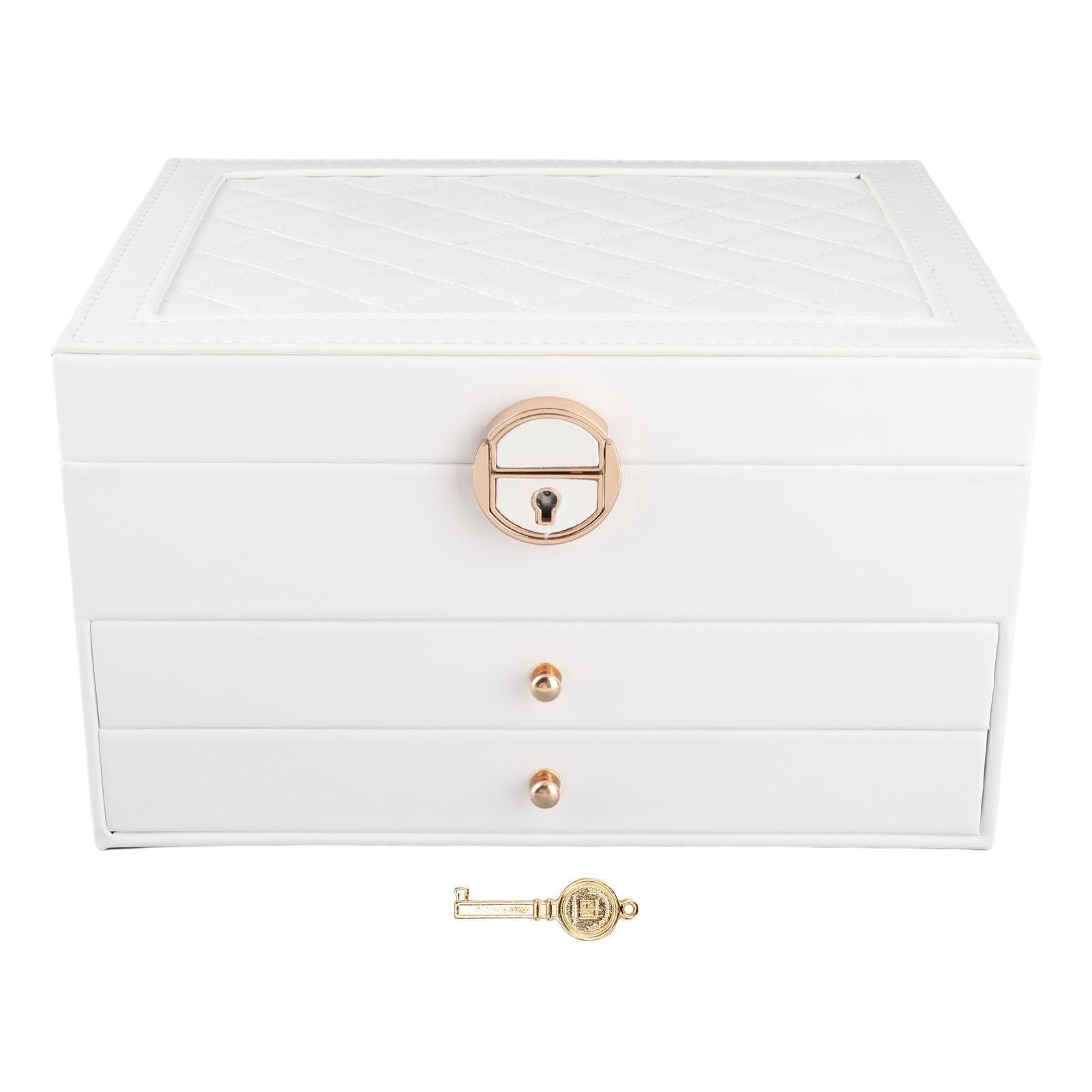 Jewelry Box Stylish Light Luxury PU Leather 2 Layer Jewelry Case for Rings Earrings Watch Bracelets
