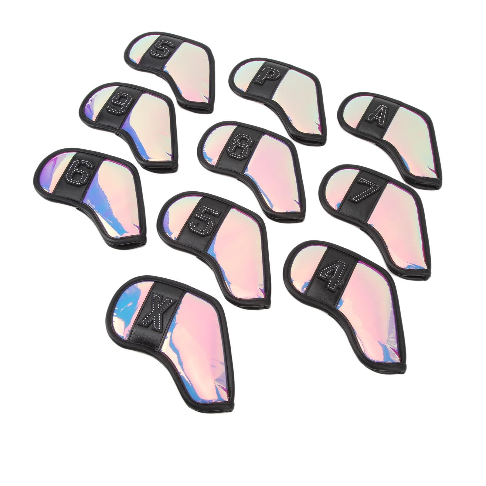 10 PCS Golf Club Head Covers PU Fabric Surface Stylish Impact Proof Scratch Proof Golf Iron Covers