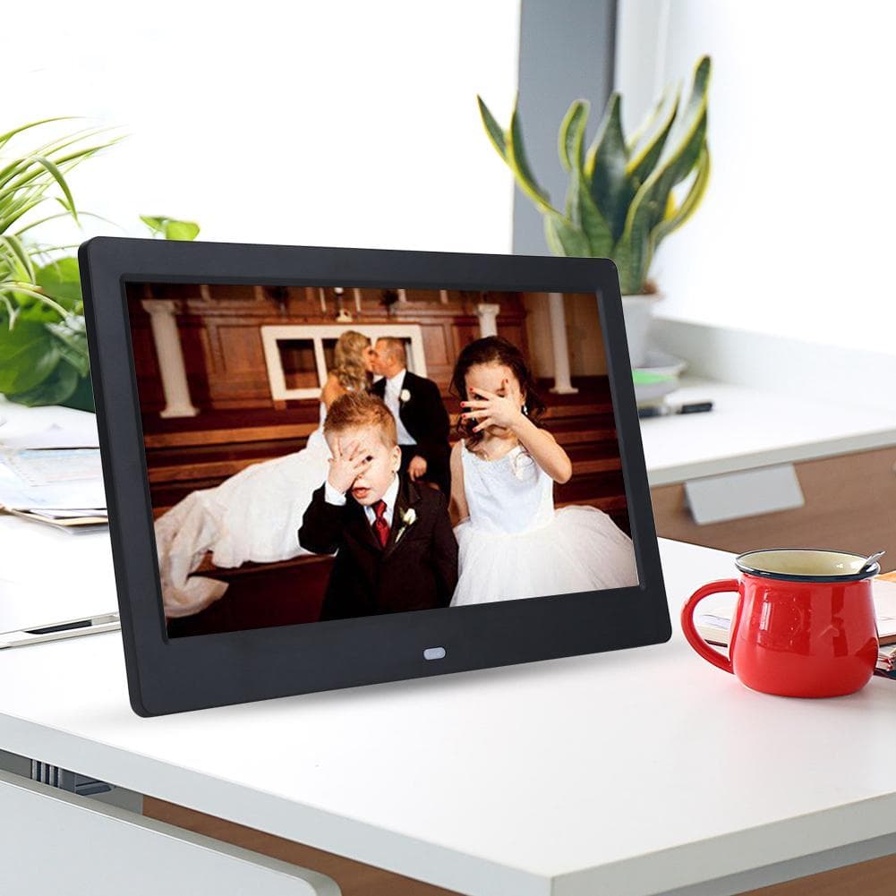 10 HD Screen Digital Photo Frame Alarm Clock MP34 Movie Player (White ) US Plug black