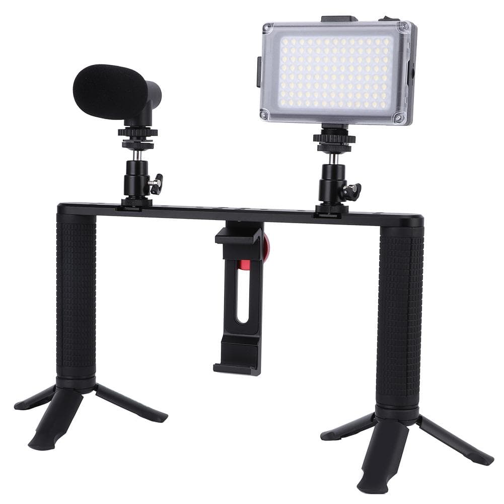Mobile Phone Live Broadcast Cage Kit Aluminium Alloy with Microphone Mini Tripod