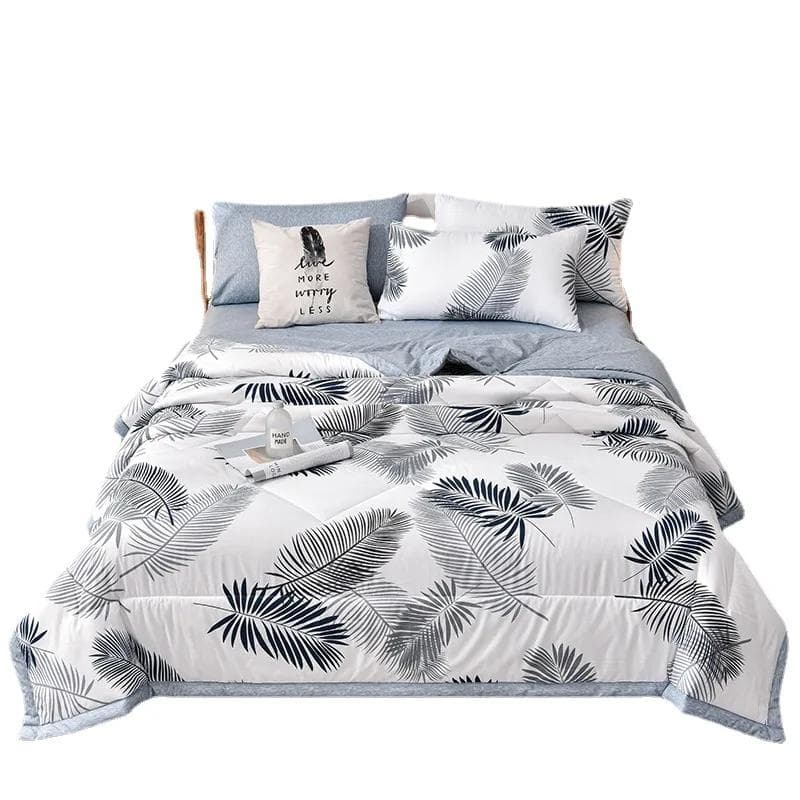 Plaid Summer Cool Quilt Washed Cotton Comfortable Lightweight Air Condition Thin Comforter Simple Feather Blanket For Adults Kid 150x200cm