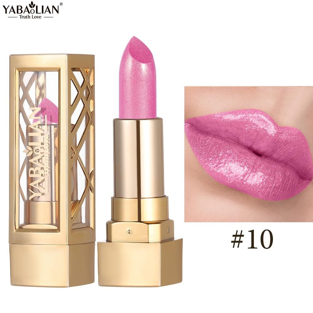 Pearlescent Gloss Lipstick& Colorful Micro-glitter Velvet& Pearlescent Mirror Waterproof Lipstick& Matte Nude Moisturizing Lip Glaze 10